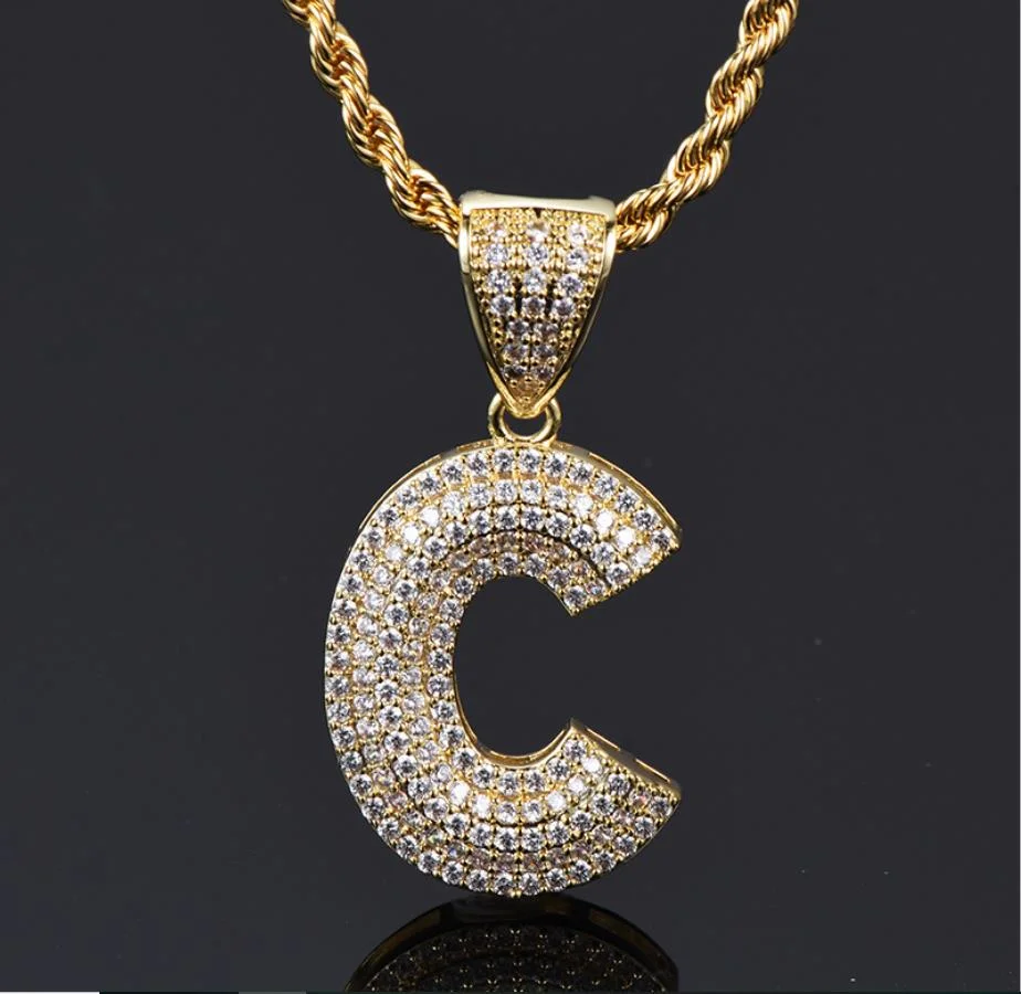 2022 Popular Custom Jewellery Alphabet Letter Name Jewelry Iced out Pendant Charms Necklace Hip Hop Jewelry