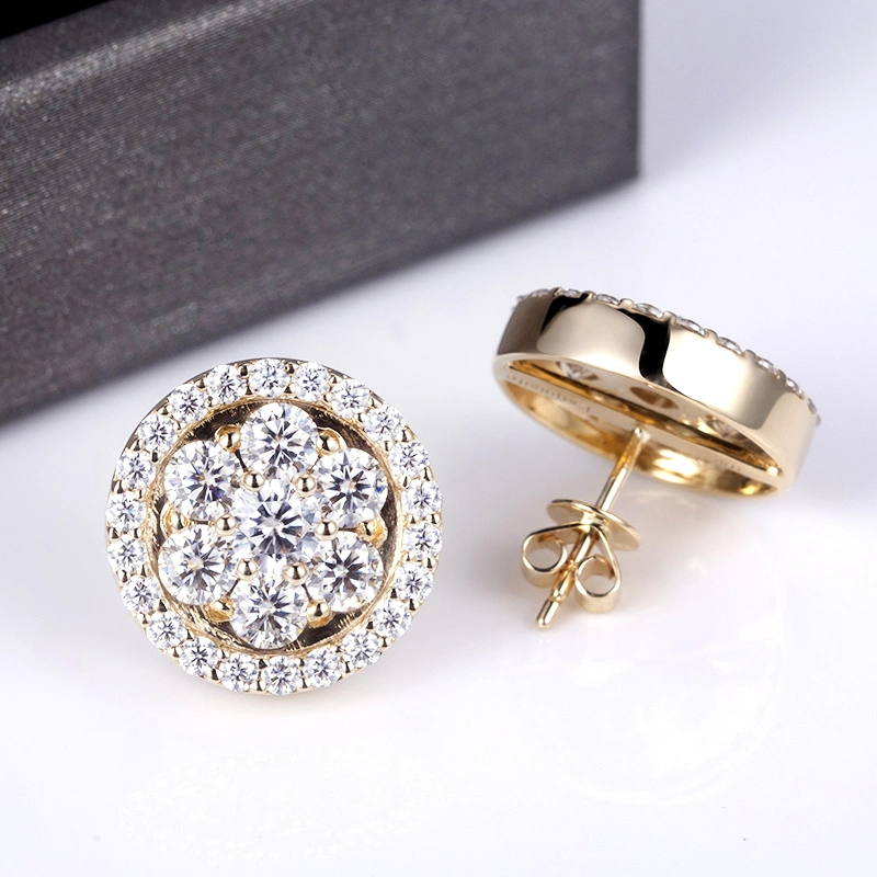 Messi Gems Snow Flower Lady Gift 10K Gold Moissanite Stud Earrings