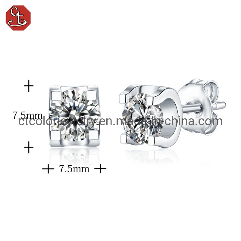 Trendy jewelry Moissanite ear studs Temperament and versatile earrings for girls