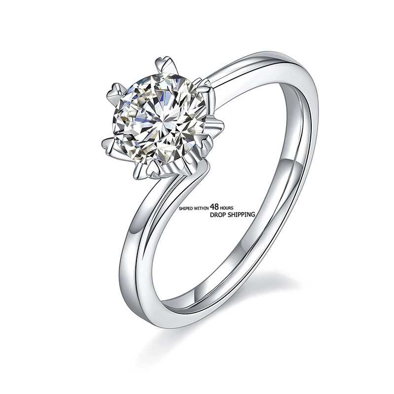 Can Be Shipped Within 48 Hours 925 Sterling Silver Ring 1CT Round Diamond Moissanite Women&prime;s Engagement Ring