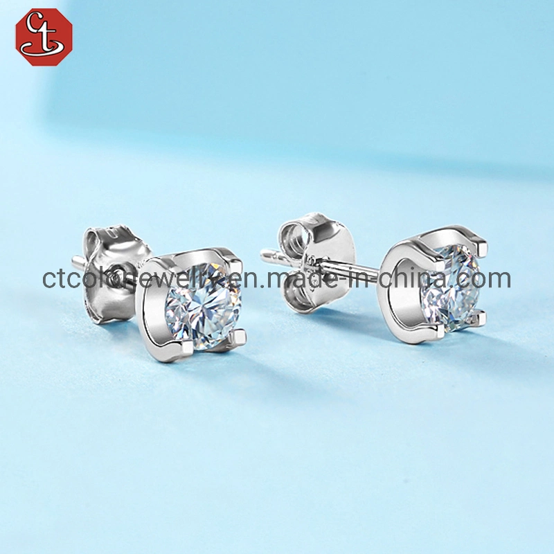 Trendy jewelry Moissanite ear studs Temperament and versatile earrings for girls