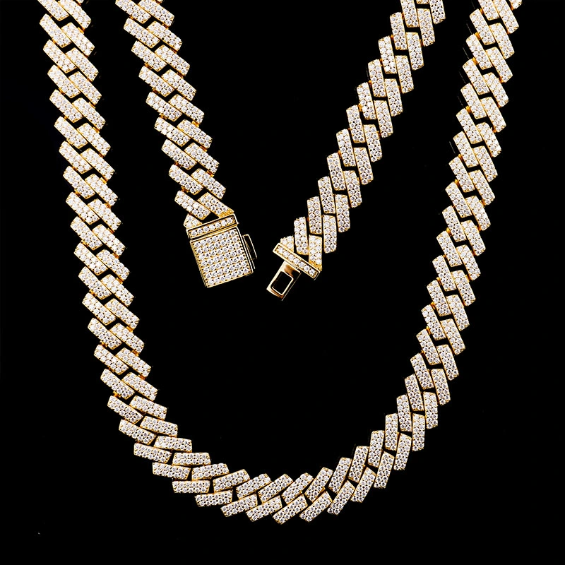 Iced out Bling Diamond Hip Hop Miami Wholesale Cuban Link Chain Jewelry Moissanite Cuban Chain