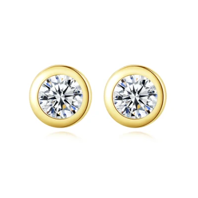 Custom Shinning Ear Stud Round Moissanite Fashion Earring